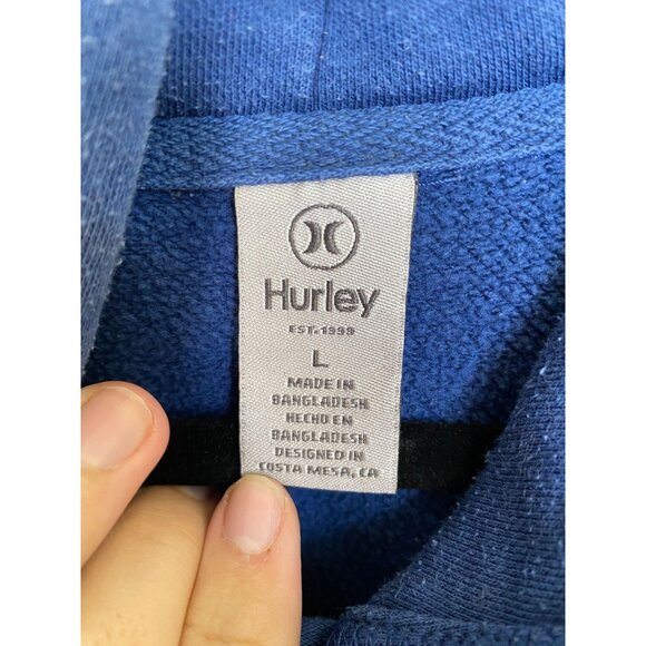 Hurley Mens Blue Fleece Hoodie L Pullover‎ Sweatshirt pullover cotton hooded - Picture 4 of 8